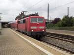 BR 111/366788/111-215-verlaesst-am-100914-mit 111 215 verlässt am 10.09.14 mit ihrem RegionalExpress nach Braunschweig Minden.