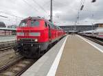 BR 218/358555/recht-bald-wurde-abschied-genommen-vom Recht bald wurde Abschied genommen vom Münchener Hauptbahnhof. Und zwar mit diesem Zug: 218 465 und 416 stellen den EC 192 nach Zürich bereit, den sie bis Lindau bespannen werden.