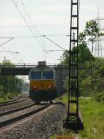 Die Euro Cargo Rail  247 038 , eine class 77 ist am 18.05.2012 bei Ratingen-Lintorf unterwegs.