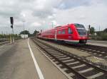 612 086 und 149 verlassen am 31.07.14 als RE nach Augsburg den Kemptener Hauptbahnhof.