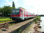 628/928 544 am 08.07.2012 in Lindau. Nachdem in den Jahren zuvor berwiegend Triebwagen der Baureihe 628.2 in der Bodenseeregion unterwegs waren, sind im Jahr 2012 in Niedersachsen freigewordene 628.4-Triebwagen im Einsatz.