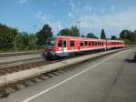 628 552 wird am 23.7.13 in Lindau Hauptbahnhof zur Fahrt nach Friedrichshafen-Hafenbahnhof bereitgestellt.