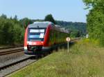 648 273 erreicht am 21.8. den Bahnhof Ellrich, wo dann eine Zugkreuzung mit dem aus Nordhausen angekommenen Zug stattfinden word.