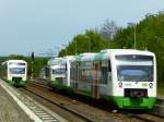 Zugkreuzung in Mellingen/Thür.: da die Strecke Weimar-Jena zwischen Weimar und Großschwabhausen noch eingleisig ist, begegnen sich die Regionalbahnen Weimar-Jena/Gera einmal stündlich