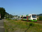 STB VT 111 bei der Einfahrt auf Gleis 1 in Grimmenthal, Fahrtrichtung Eisfeld. 23.6.16