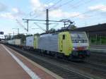 MCRE 189 931 fährt für BoxXpress und ist deshalb am 23. Mai 2014 mit Containerwagen in Kassel anzutreffen´.