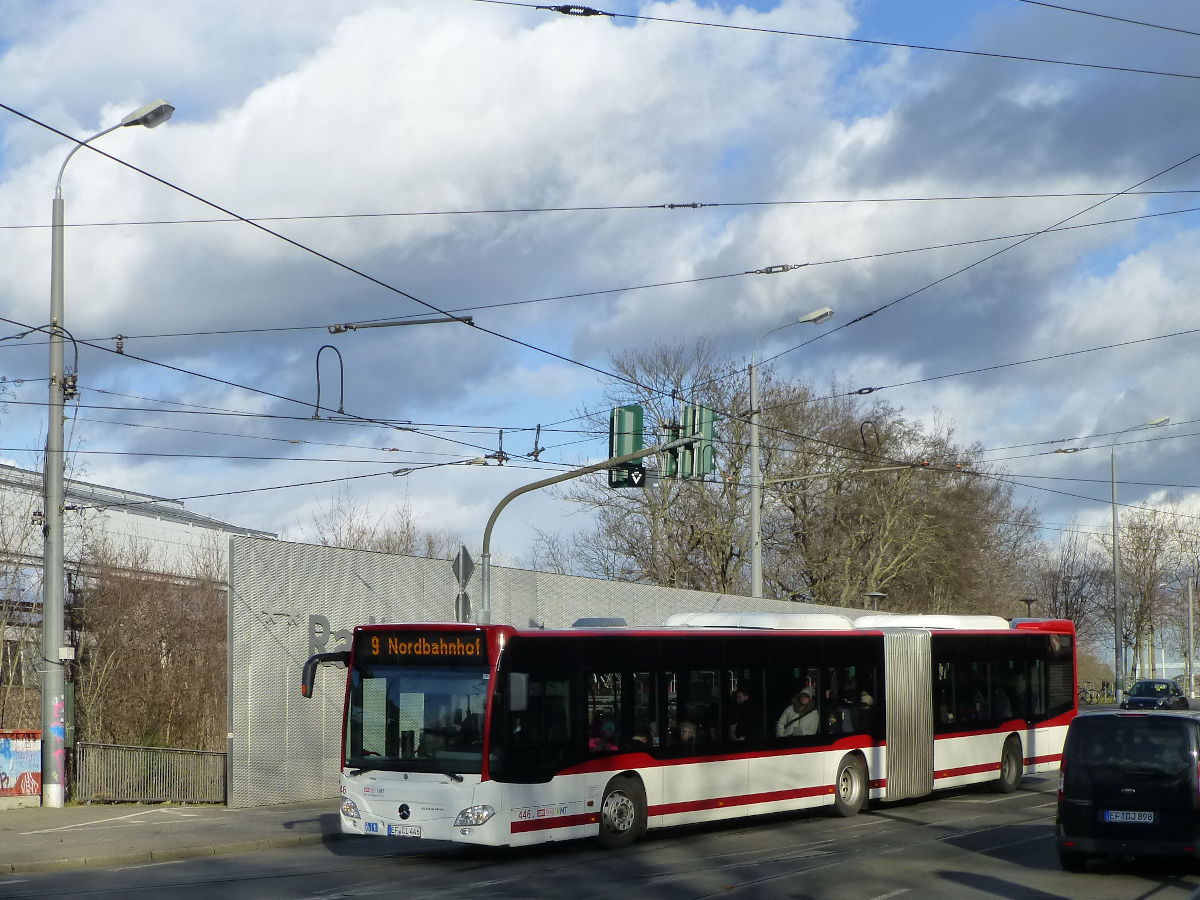 EVAG-Citaro 446 trägte passenderweise auch das Kennzeichen EF-CI 446. Hier ist der Bus am 12.2.2020 auf der Stadtbuslinie 9 südlich des Hauptbahnhofs zu sehen.
