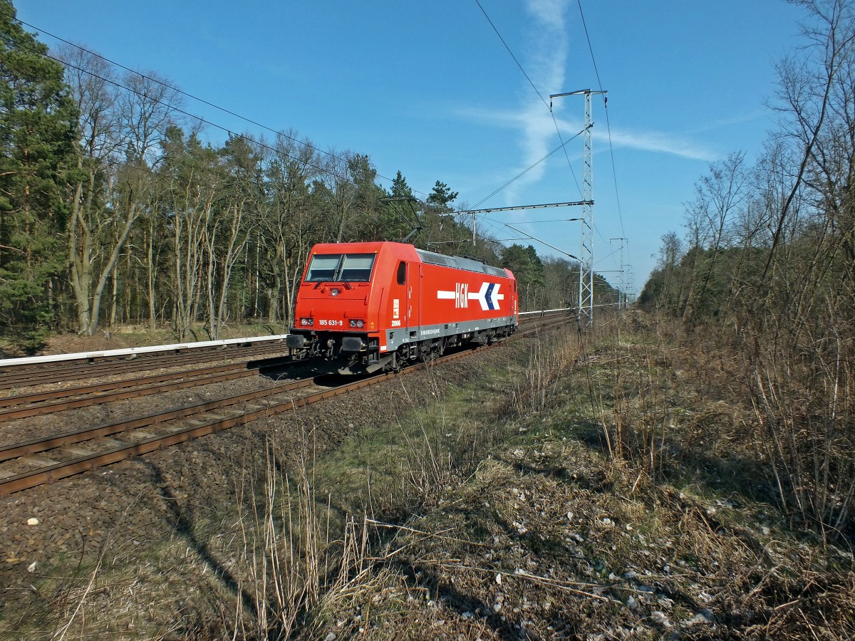 HGK 185 631 war am 30.3.14 als LZ in Richtung Frankfurt unterwegs.