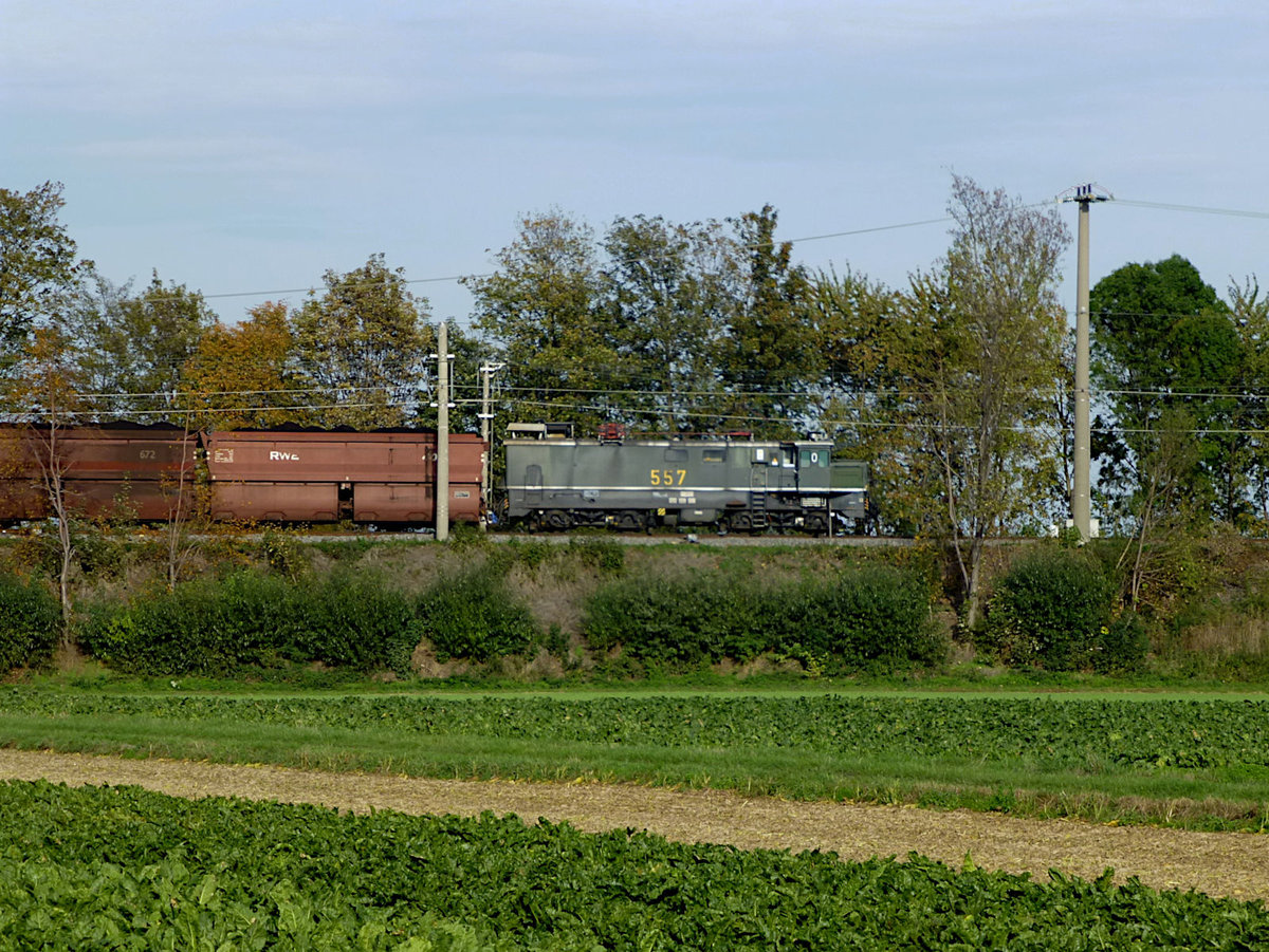 RWE-Lok 557 am 14.10.2019 bei Niederaußem.