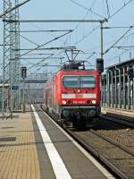 143 066 erreicht mit einer RB aus Heilbad Heiligenstadt den Bahnhof Nordhausen, um kurz darauf nach Halle (Saale) weiterzufahren.