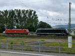 Dispolok 185 565 und DB-Lok 152 057 am Nordkopf des Bebraer Güterbahnhof, 15. Juli 2017.