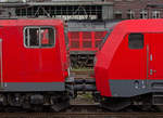 Gesichter zweier Lokomotivgenerationen: 155 211 als Repräsentantin der DDR-Zeit bringt eine sehr kastenförmige Front mit, während 152 026 die Rundungen der seit den 1990er-Jahren