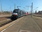 ES64U2-014 (182 514) von MRCE war am 13.3.14 im Einsatz bei DB Regio und befrderte eine Regionalbahn von Einsenach nach Halle, hier in Weimar.
