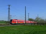 RE 1 nach Göttingen ist am 19.4.18 auf der Thüringer Bahn bei Neudietendorf nach Gotha unterwegs.