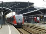 642 060 und 642 688 sind aus Madgeburg, 641 035 aus Leinefelde an ihrem Endbahnhof Erfurt angekommen, 24.3.15.