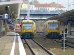 Zwei ODEG-Regioshuttles (VT 650.63 und .65) stehen am 1.11.13 in Berlin-Lichtenberg bereit.