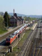 152 162 mit einem Güterzug in Eichenberg, 24.4.15.