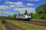 145 083, die von PRESS intern als 145 023 bezeichnet wird, wirbt seit einigen Jahren fr die Schmalspurbahn  Rasender Roland  auf Rgen. Mit leeren Autotransportwagen am Haken ist die Lok am 17.05.23 auf dem Weg in Richtung Magdeburg.