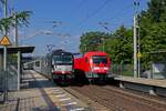 Im Bahnhof von Erkner trafen am 10.09.21 zwei Generationen moderner Elektrolokomotiven von Siemens aufeinander.