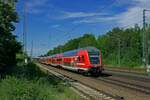 Auf dem Weg nach Jterbog fhrt ein von 112 112 geschobener RE3 in Ludwigsfelde ein.