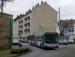 mb-citaro-g-2/716936/gelenkbus-0763-auf-der-linie-611 Gelenkbus 0763 auf der Linie 611 kurz vor der Endhaltestelle an der Bockmühle, 31.01.2020.
